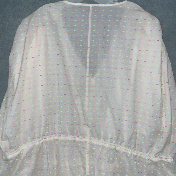 Lane Bryant Blouse Womens 38 White Pullover Short Sleeve V Neck Elastic Waist - Picture 10 of 10